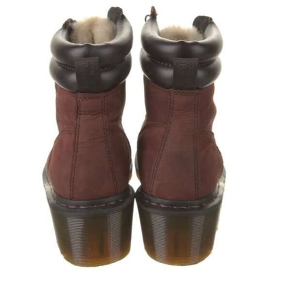 DR DOC MARTENS Sylvia Parade Mid Heel Boots 10 Burgundy Leather Lace Up Hiking - Picture 5 of 6